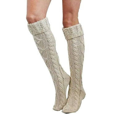 Peach Couture Lace Trimmed Warm Stylish Cotton Knit Knee High Boot Socks 